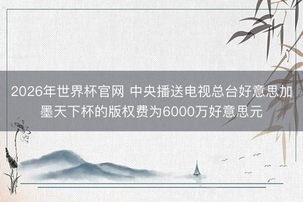 2026年世界杯官网 中央播送电视总台好意思加墨天下杯的版权费为6000万好意思元