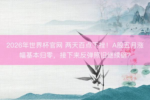 2026年世界杯官网 两天百点下挫！A股五月涨幅基本归零，接下来反弹照旧继续砸？