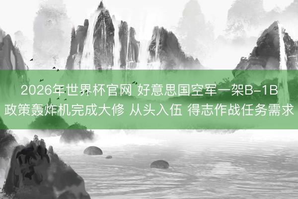 2026年世界杯官网 好意思国空军一架B-1B政策轰炸机完成大修 从头入伍 得志作战任务需求