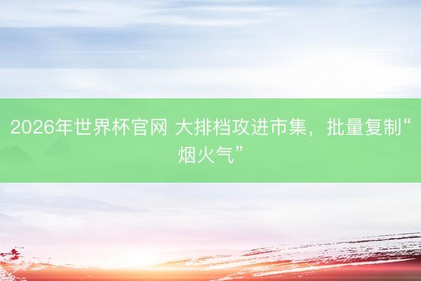 2026年世界杯官网 大排档攻进市集，批量复制“烟火气”