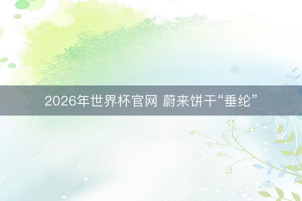 2026年世界杯官网 蔚来饼干“垂纶”