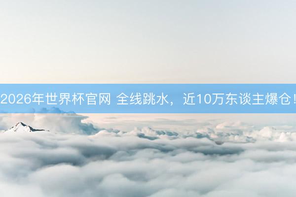 2026年世界杯官网 全线跳水，近10万东谈主爆仓！