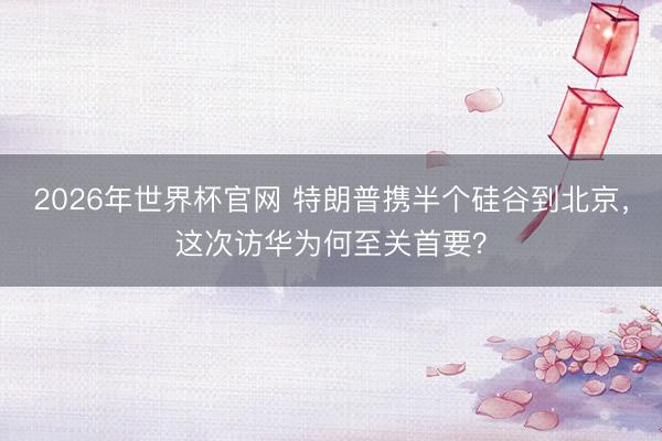 2026年世界杯官网 特朗普携半个硅谷到北京，这次访华为何至关首要？