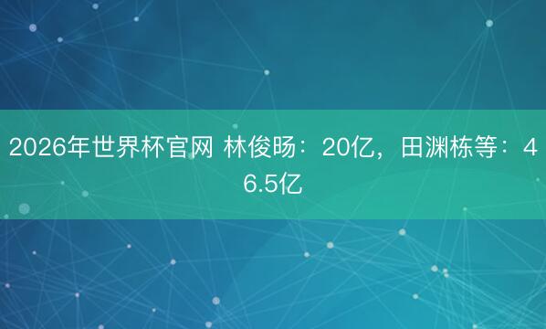 2026年世界杯官网 林俊旸:20亿,田渊栋等:46.5亿