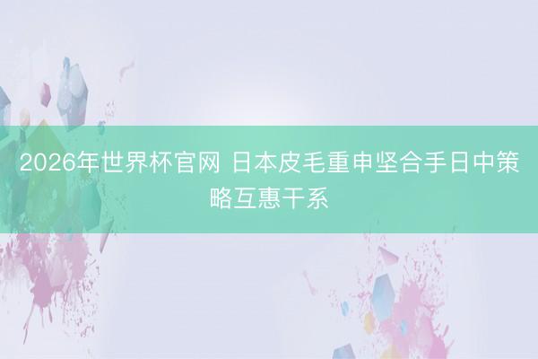 2026年世界杯官网 日本皮毛重申坚合手日中策略互惠干系