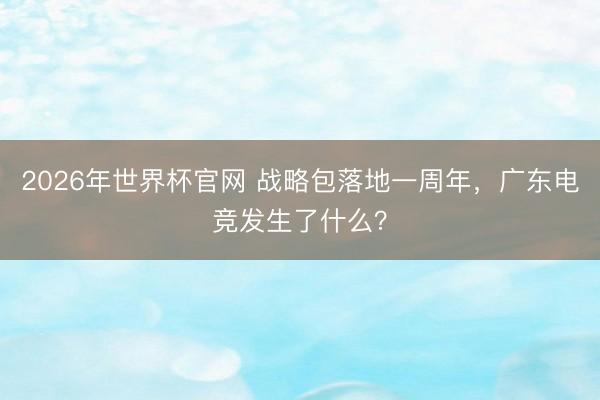 2026年世界杯官网 战略包落地一周年，广东电竞发生了什么？