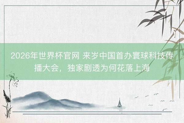 2026年世界杯官网 来岁中国首办寰球科技传播大会，独家剧透为何花落上海