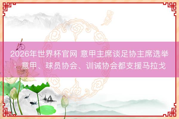 2026年世界杯官网 意甲主席谈足协主席选举：意甲、球员协会、训诫协会都支援马拉戈