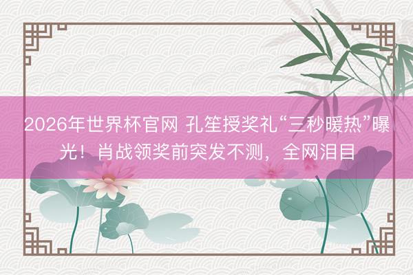 2026年世界杯官网 孔笙授奖礼“三秒暖热”曝光!肖战领奖前突发不测,全网泪目