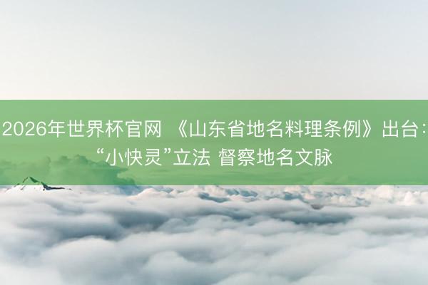 2026年世界杯官网 《山东省地名料理条例》出台：“小快灵”立法 督察地名文脉
