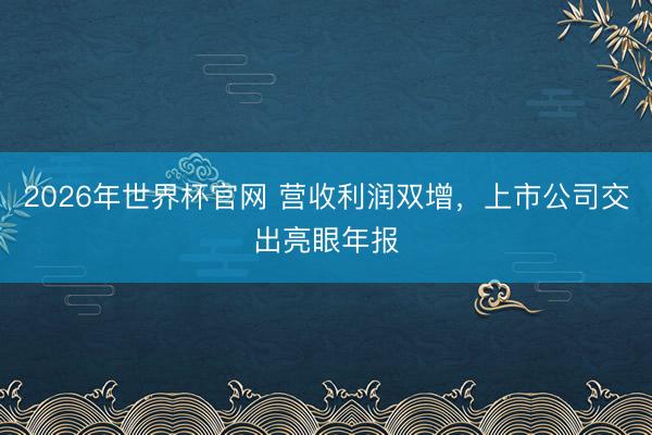 2026年世界杯官网 营收利润双增，上市公司交出亮眼年报