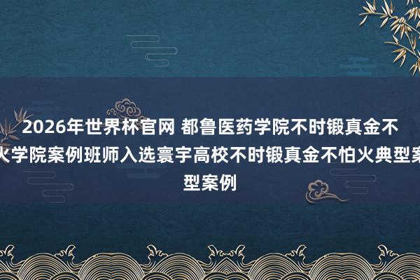 2026年世界杯官网 都鲁医药学院不时锻真金不怕火学院案例班师入选寰宇高校不时锻真金不怕火典型案例